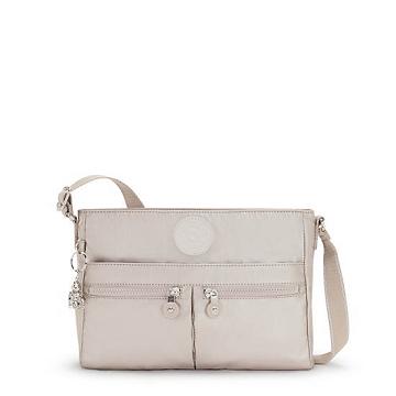 Kipling New Angie Metallic Crossbody Väska Beige | SE 2016PJ